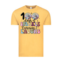 Vintage Mustard 100 days of sparkle learning and laugh faux sequin Vintage Tee - MaliasSmallBusiness