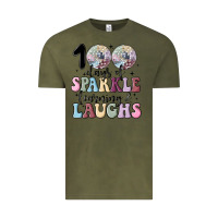 Vintage Olive 100 days of sparkle learning and laugh faux sequin Vintage Tee - MaliasSmallBusiness