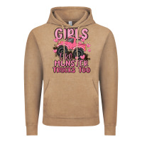 Vintage Coffee girls like monster trucks too Vintage Hoodie - MaliasSmallBusiness