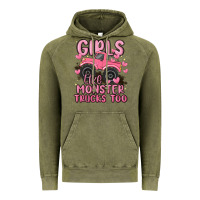 Vintage Olive girls like monster trucks too Vintage Hoodie - MaliasSmallBusiness