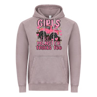 Vintage Zinc girls like monster trucks too Vintage Hoodie - MaliasSmallBusiness