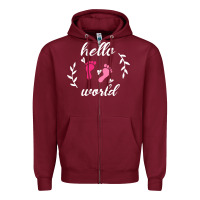 Burgundy Hello world Zipper Hoodie - Bettercallsaul