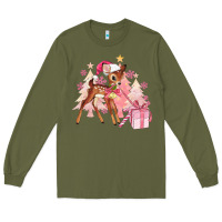 Army Green reindeer pink christmas Long Sleeve Tee - MaliasSmallBusiness