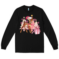 Black reindeer pink christmas Long Sleeve Tee - MaliasSmallBusiness
