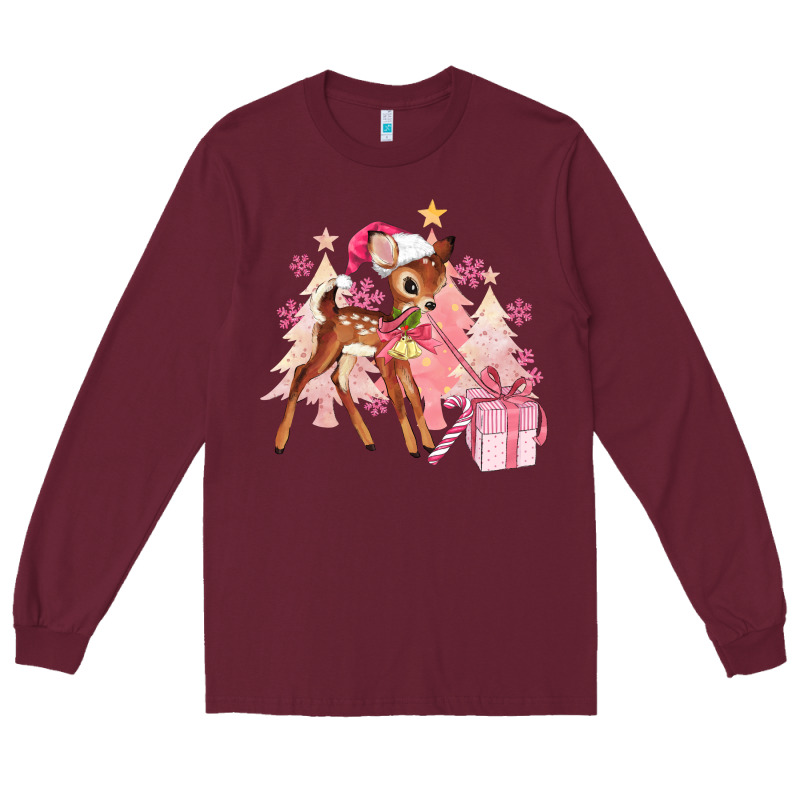 Reindeer Pink Christmas Long Sleeve Tee by MaliasSmallBusiness | Teevron