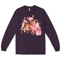 Plum reindeer pink christmas Long Sleeve Tee - MaliasSmallBusiness