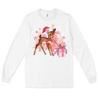 White reindeer pink christmas Long Sleeve Tee - MaliasSmallBusiness