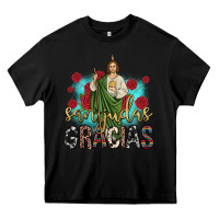 Black san judas gracias Heavy Core Tee - JahusDesignShop