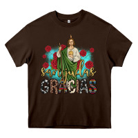 Chocolate Brown san judas gracias Heavy Core Tee - JahusDesignShop