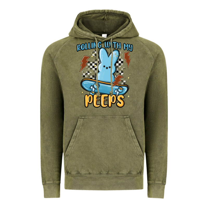 Skateboard Bunny Vintage Hoodie by MaliasSmallBusiness | Teevron