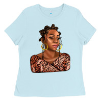 Baby Blue afro woman Ladies Tee - AdoDesignShop
