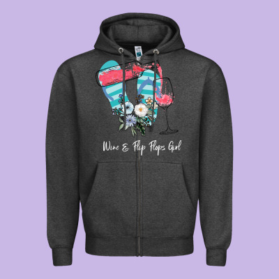Wine Flip Flops Girl Zipper Hoodie Designed By Bettercallsaul