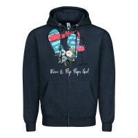 Navy Wine Flip Flops Girl Zipper Hoodie - Bettercallsaul
