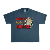 Midnight Navy curlies before girlies Urban Heavy Tee - MaliasSmallBusiness