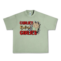 Oil Green curlies before girlies Urban Heavy Tee - MaliasSmallBusiness