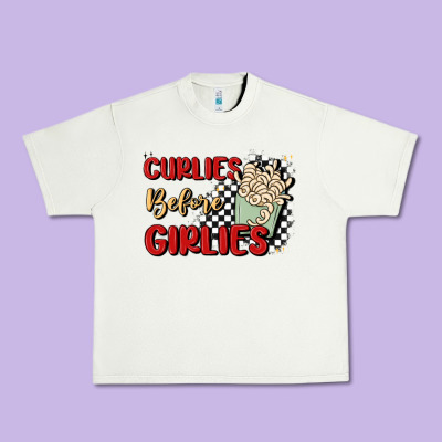 Curlies Before Girlies Urban Heavy Tee Designed By Maliassmallbusiness