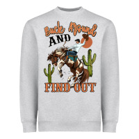 Heather Grey buck around and find out rodeo cowboy Heavyweight Sweatshirt - MaliasSmallBusiness