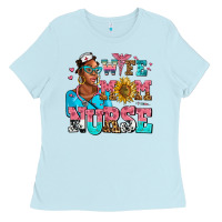 Baby Blue afro wife mom nurse Ladies Tee - AdoDesignShop