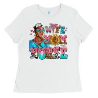 White afro wife mom nurse Ladies Tee - AdoDesignShop