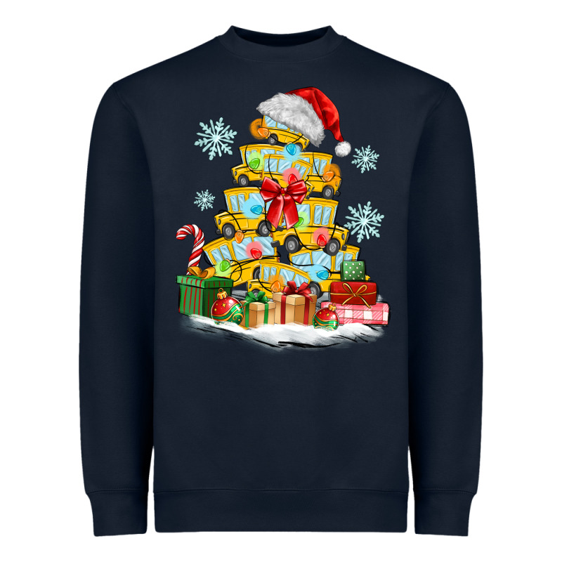 Christmas Tree With School Bus Heavyweight Sweatshirt by MaliasSmallBusiness | Teevron