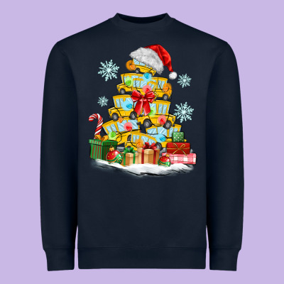 Christmas Tree With School Bus Heavyweight Sweatshirt Designed By Maliassmallbusiness