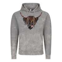 Cloud Rock Black highland cow Vintage Hoodie - RanaPortraitStore