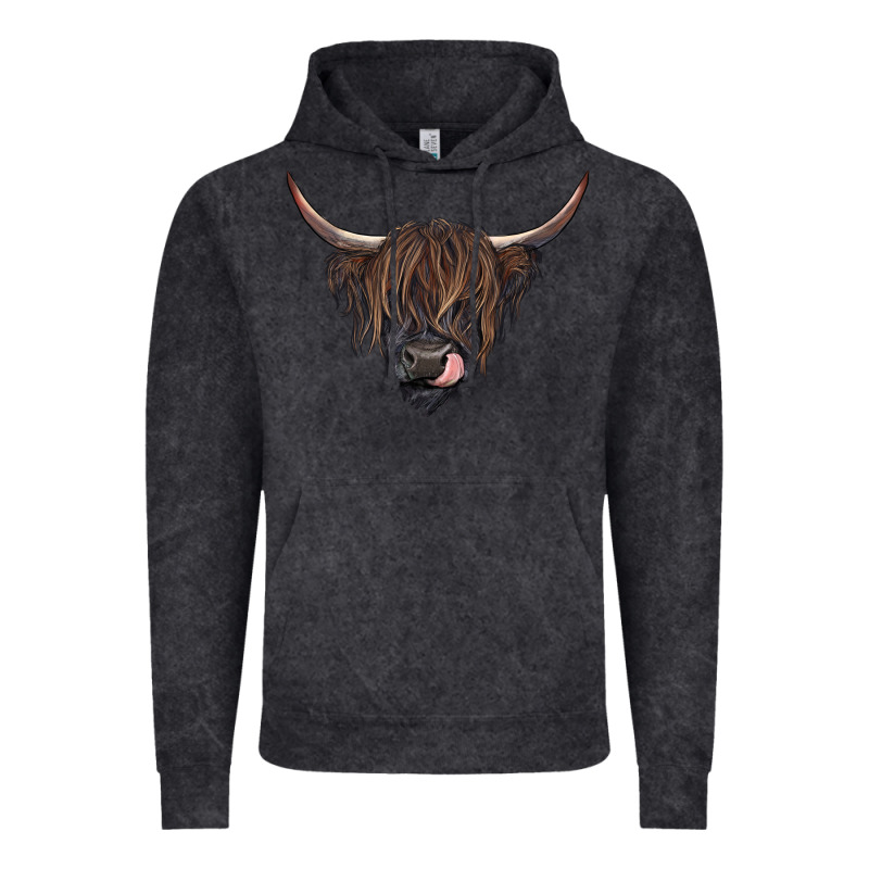 Black Highland Cow Vintage Hoodie by RanaPortraitStore | Teevron