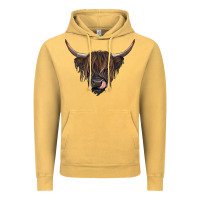 Vintage Mustard Black highland cow Vintage Hoodie - RanaPortraitStore
