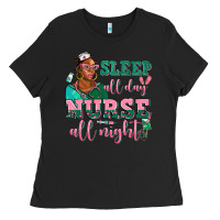 Afro  Nurse Sleep All Day Nurse All Night Ladies Tee | Teevron