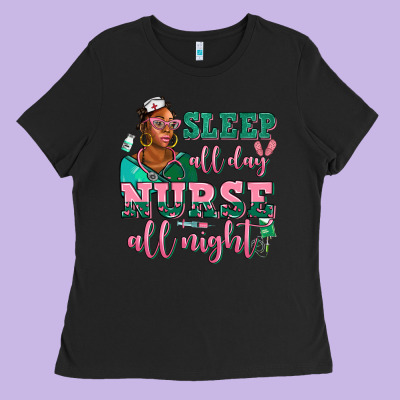 Afro  Nurse Sleep All Day Nurse All Night Ladies Tee Designed By Adodesignshop