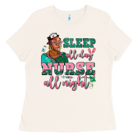 Bone afro  nurse sleep all day nurse all night Ladies Tee - AdoDesignShop