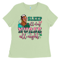 Matcha afro  nurse sleep all day nurse all night Ladies Tee - AdoDesignShop