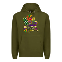 Army Green louisiana map american flag mardi gras Premium Hoodie - CowGirlArtShop