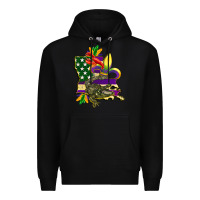 Black louisiana map american flag mardi gras Premium Hoodie - CowGirlArtShop