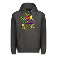 Charcoal Heather louisiana map american flag mardi gras Premium Hoodie - CowGirlArtShop