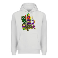Dove Grey louisiana map american flag mardi gras Premium Hoodie - CowGirlArtShop