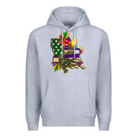 Heather Grey louisiana map american flag mardi gras Premium Hoodie - CowGirlArtShop