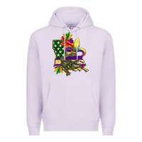 Lilac louisiana map american flag mardi gras Premium Hoodie - CowGirlArtShop