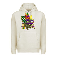 Louisiana Map American Flag Mardi Gras Premium Hoodie | Teevron