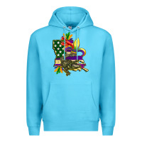 Ocean Blue louisiana map american flag mardi gras Premium Hoodie - CowGirlArtShop