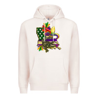 Pale Pink louisiana map american flag mardi gras Premium Hoodie - CowGirlArtShop