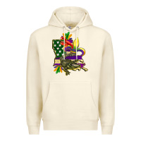 Sandshell louisiana map american flag mardi gras Premium Hoodie - CowGirlArtShop