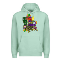Seafoam louisiana map american flag mardi gras Premium Hoodie - CowGirlArtShop