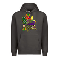 Smoke louisiana map american flag mardi gras Premium Hoodie - CowGirlArtShop