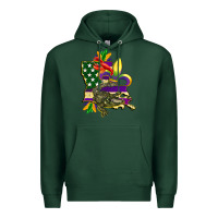 Sports Green louisiana map american flag mardi gras Premium Hoodie - CowGirlArtShop