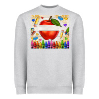 Heather Grey custom teacher name apple Heavyweight Sweatshirt - NancyCooperArtShop