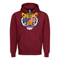 Burgundy America Merica Tiger Zipper Hoodie - Bettercallsaul