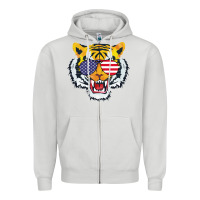 Dove Grey America Merica Tiger Zipper Hoodie - Bettercallsaul