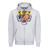 Heather Grey America Merica Tiger Zipper Hoodie - Bettercallsaul