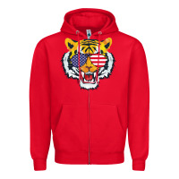 Red America Merica Tiger Zipper Hoodie - Bettercallsaul